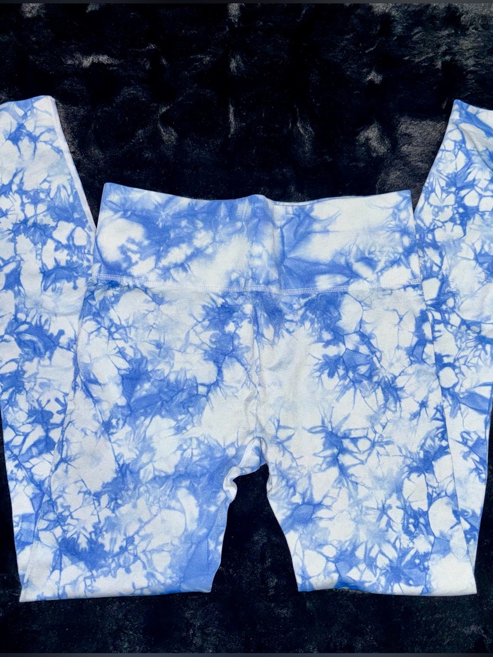 Blue Tie-Dye High-Waist Leggings